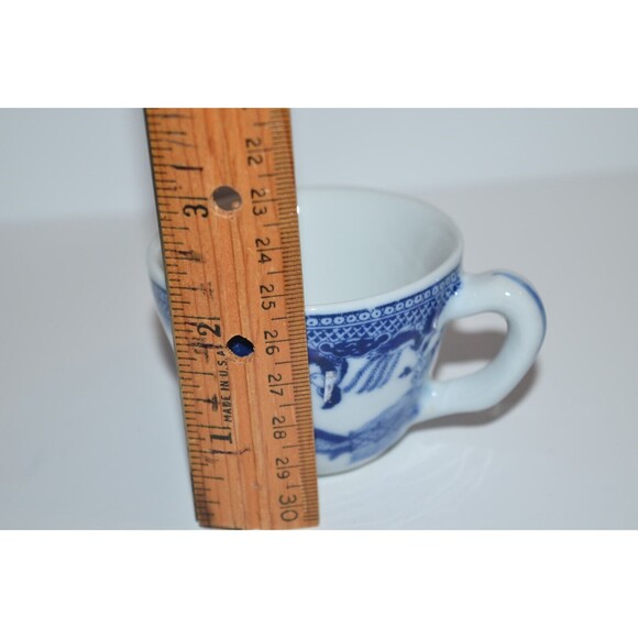 Vtg Blue Willow Demitasse Cup & Saucer blue & white set of 2 Love Birds - Picture 6 of 10
